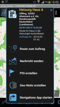 Messenger für Auftrag und Nachrichten an Fahrer